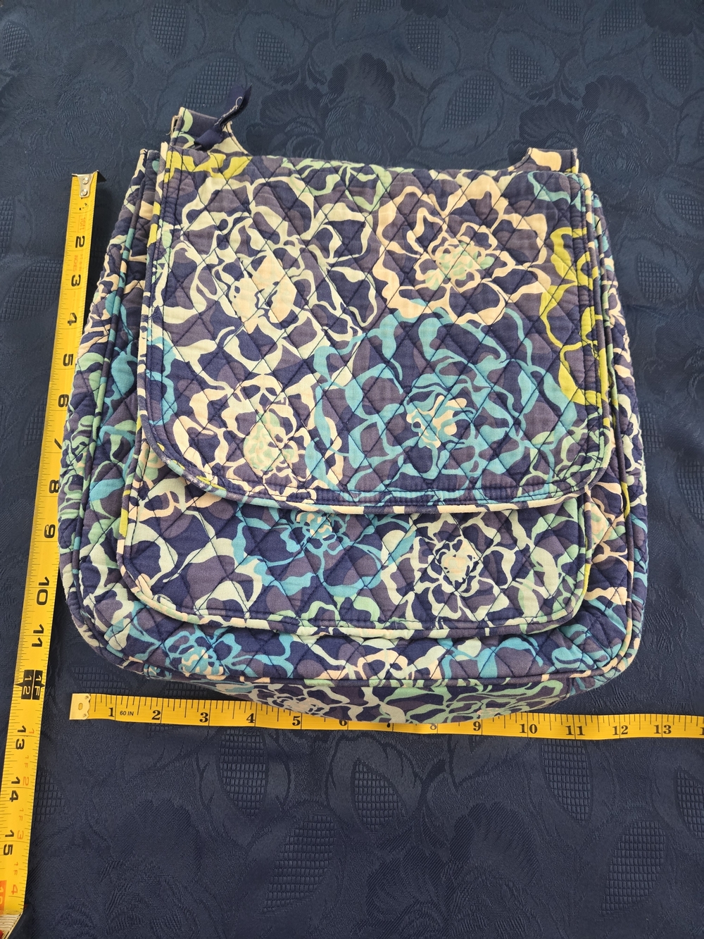 Vera Bradley Quilted Crossbody in Navy Blue, Light Blue & Cream Floral - Picture 8 of 9
